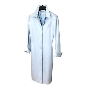 TAHARI Womens (10) Soft Mint Green Snap-Closure Cotton Blend Trench Coat- Lined